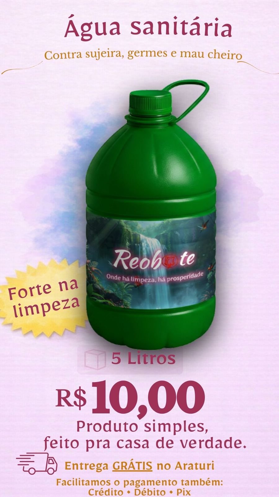 Água sanitária profissional 5 litros Reobote