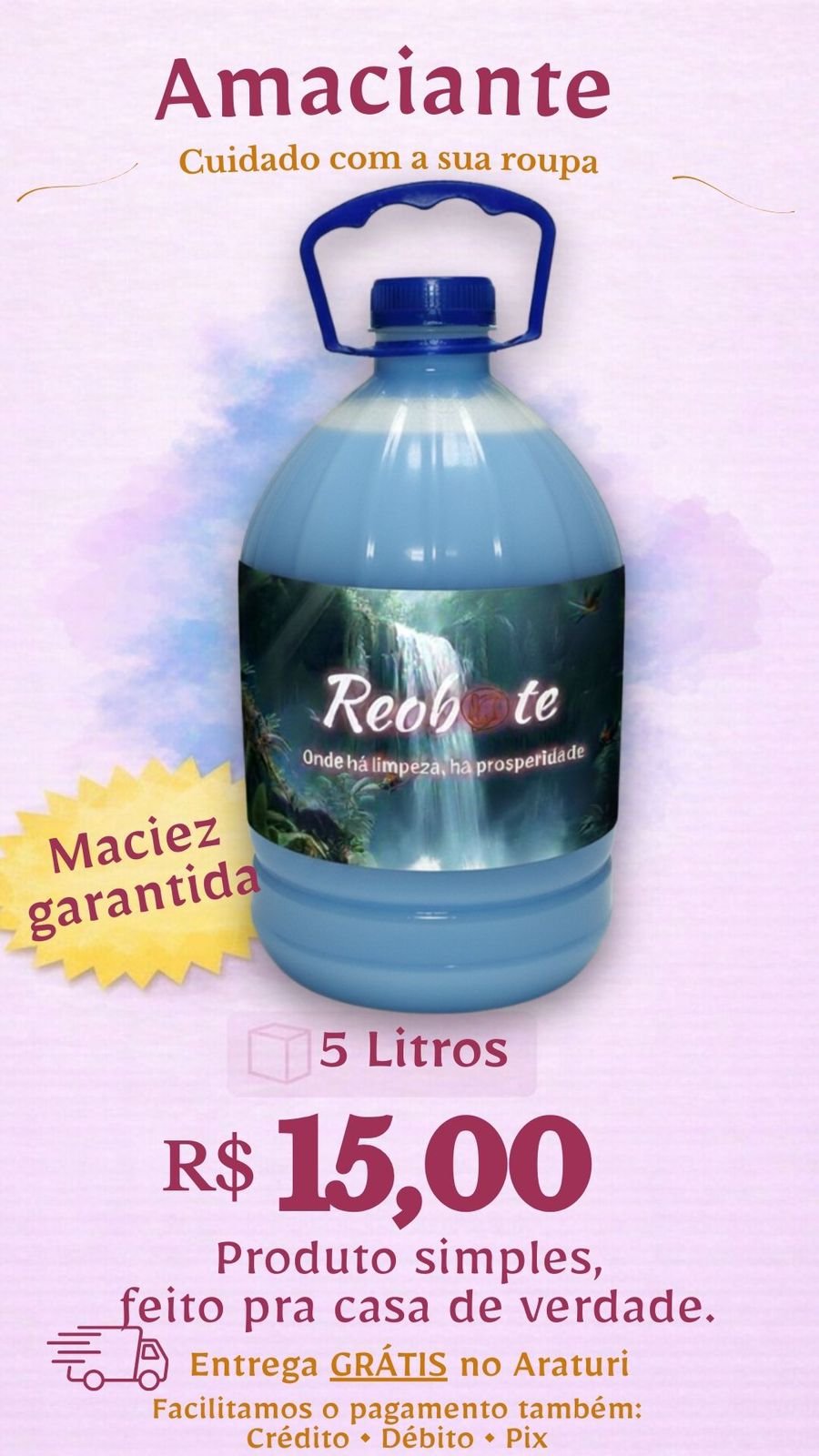 Amaciante profissional 5 litros Reobote